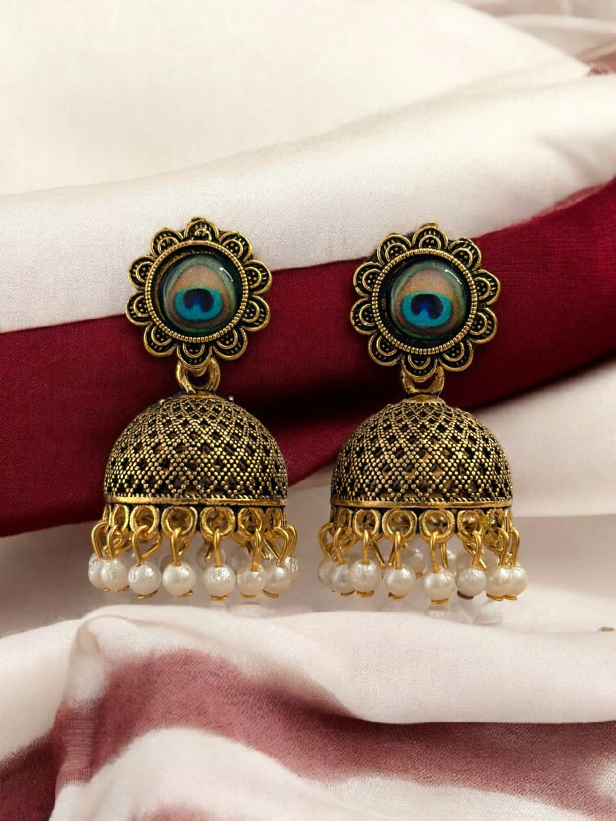 Peacock Elegance Jhumkas