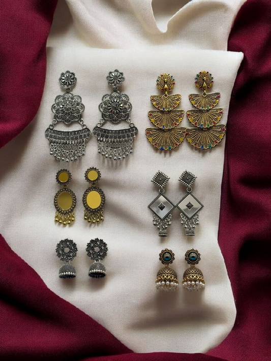 Vintage Elegance Combo Set of 6 Earrings