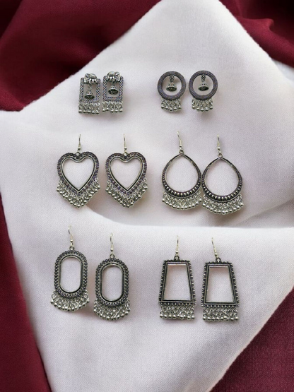 Shape Story Set of 6 Oxidized Earrings